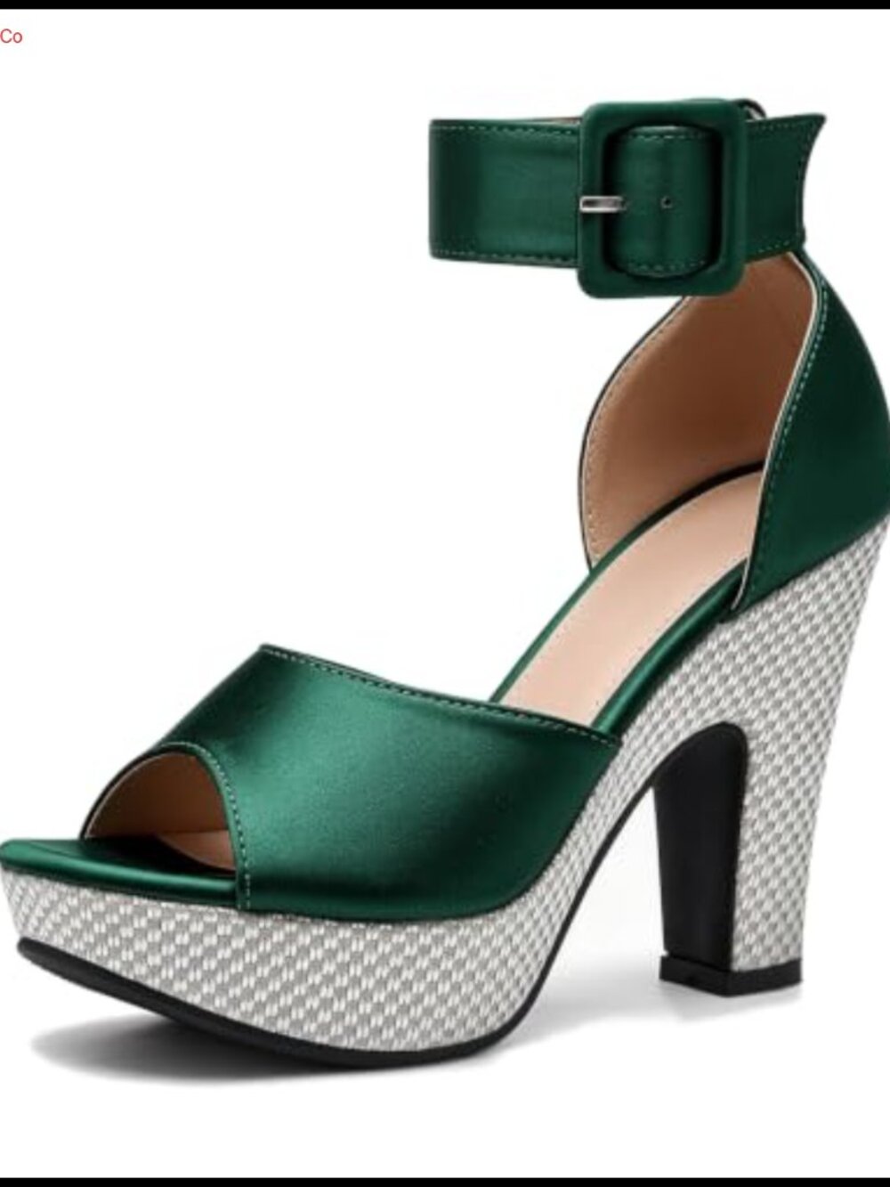 Women's Platform Pumps Block Heel Peep Toe Ankle Strap Buckle Sandals